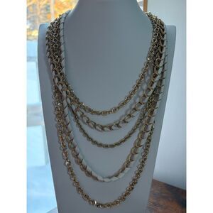 Gold Layered Necklace with Ribbon Accents